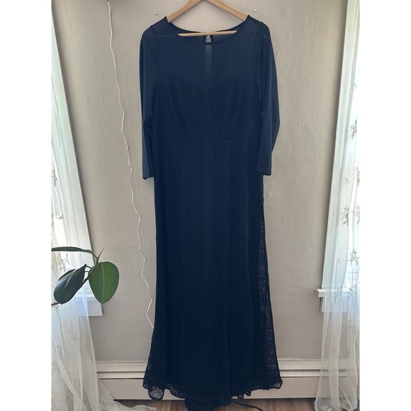 Torrid Womens Black Mesh Lace Gown Size 14 NWT Whimsigoth Prom Formal Grunge - Picture 2 of 11